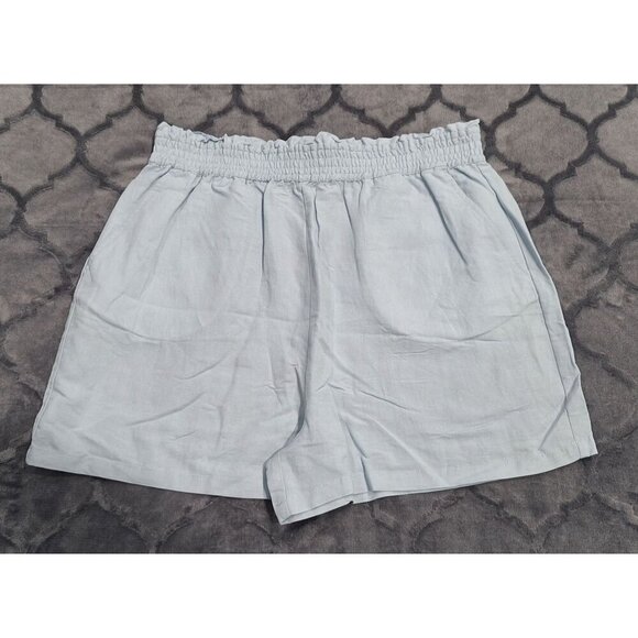 NWOT Womens BlankNYC Light Blue Elastic Waist Shorts L - Picture 1 of 5